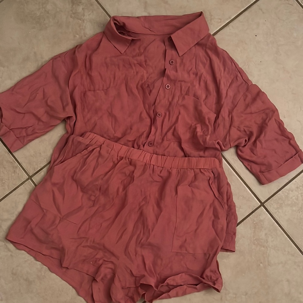 Comfy button up lounge two piece set